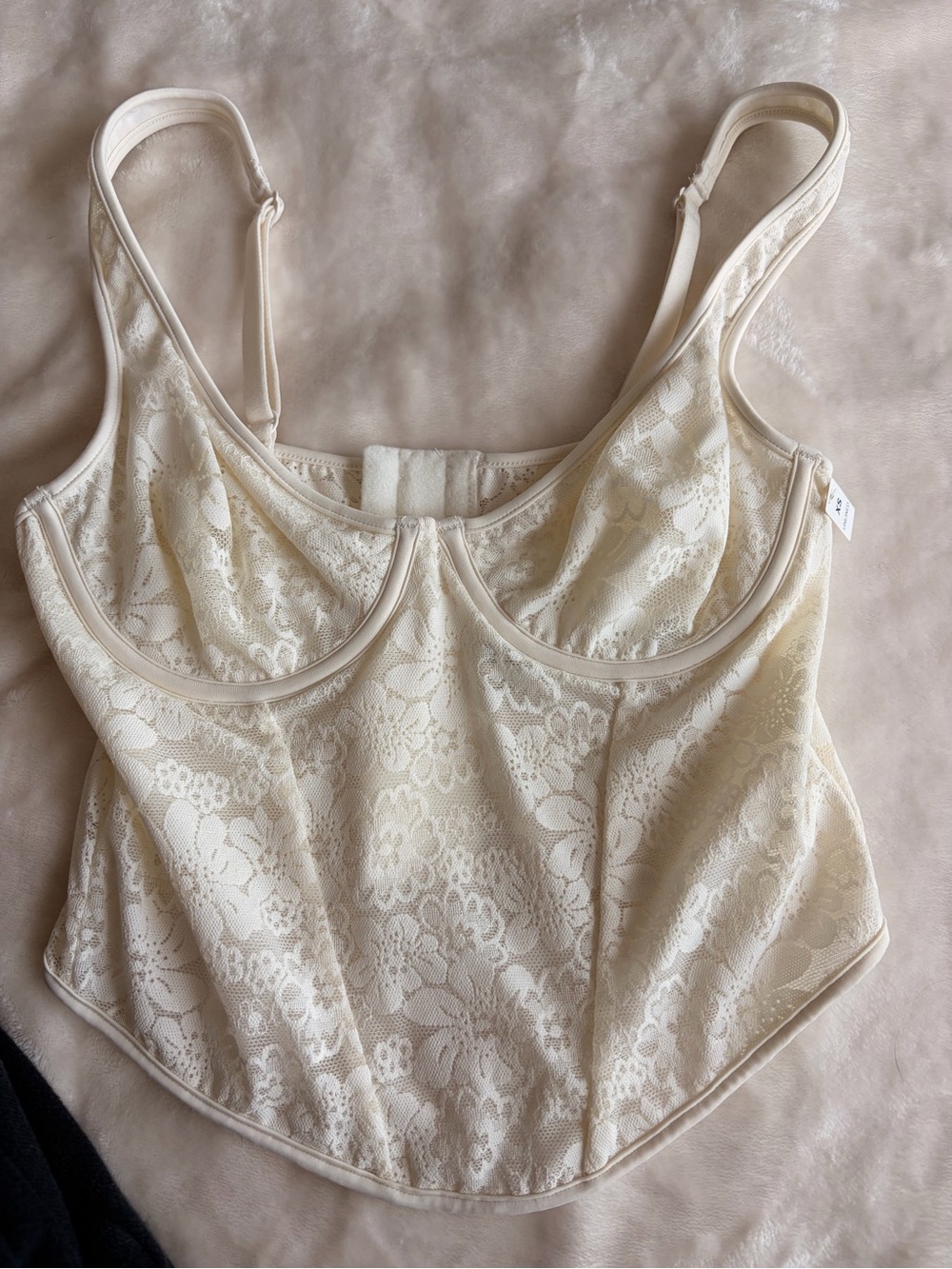 PINK Victoria's Secret Lace Longline Bralette - Cream